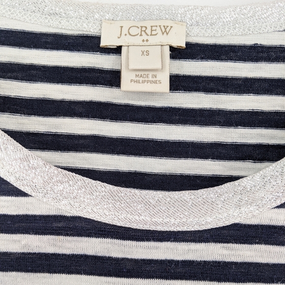 ❌ J.Crew Navy Striped T-shirt with Glitter Collar - Picture 4 of 4